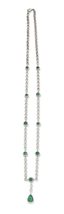 18K WHITE GOLD AND EMERALD NECKLACE
