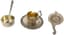 SET OF SILVER TEAWARE: LADLE, GLASS HOLDER, SAUCER, STRAINER, LATE 19TH CENTURY – EARLY 20TH CENTURY