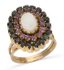 BAGUE EN OR JAUNE 14K AVEC OPALE, SAPHIRS ET RUBIS