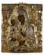 ICON 'MOTHER OF GOD WITH THREE HANDS' IN SILVER-GILT OKLAD
Volga region, mid-19th century