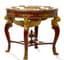 [After VASILY VERESHCHAGIN (1842-1904) and PETER HEINRICH VON HESS (1792-1971)]
MONUMENTAL MAHOGANY AND BRONZE SOUVENIR TABLE DECORATED WITH MEDALLIONS FEATURING SCENES OF THE NAPOLEONIC CAMPAIGN OF 1812
France, early 20th century