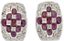 BOUCLES D’OREILLES À MOTIF AJOURÉ EN OR GRIS DIAMANTS ET RUBIS