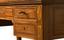 BUREAU PLAT A CINQ TIROIRS EN MARQUETERIE ET FAUTEUIL A DOS ROND