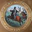 MONUMENTAL EARLY XX CENTURY MAHOGANY
AND BRONZE SOUVENIR TABLE
DECORATED WITH MEDALLIONS AFTER
V.V. VERESHCHAGIN (1842-1904) AND PETER HEINRICH
VON HESS (1792-1871), FEATURING SCENES
OF THE NAPOLEONIC CAMPAIGN OF 1812