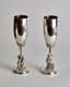 PAIR OF SOLID SILVER CHAMPAGNE FLUTES, ENGRAVED STEM AND GILDED INTERIOR