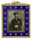 EXCEPTIONALLY FINE BELLE EPOQUE BLUE GUILLOCHÉ ENAMEL AND 14K GOLD PHOTOGRAPH FRAME
The House of Fabergé, Supplier to the Court of His Imperial Majesty, Workmaster Michael Perchin, Russia, end of XIX century.