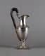 FRENCH BEAD-EDGE SILVER JUG WITH WOODEN HANDLE