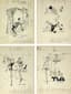 ALBERT-GEORGES BADERT (1914-1994)
SET OF FOUR HUMOROUS PRESS DRAWINGS FOR 'ICI PARIS' MAGAZINE