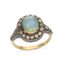 BAGUE EN OR JAUNE 18K ET ARGENT DORE DIAMANTS ET OPALE
