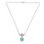 14K WHITE GOLD CHAIN WITH 14K WHITE GOLD DIAMOND AND TURQUOISE PENDANT