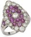 BAGUE MARQUISE EN OR GRIS 18K DIAMANTS ET RUBIS