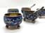 SET OF 6 SILVER FILIGREE AND POLYCHROME ENAMEL SALT CELLARS WITH 4 SILVER SPOONS