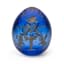 BLUE GLASS EASTER EGG WITH GILT DECOR AND CYRILLIC LETTERS