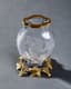 BACCARAT (?) CRYSTAL ENGRAVED VASE WITH
GILT RIM AND GILT-MOUNTED BASE