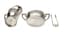 [FROM THE ESTATE OF ELIZAVETA DEMIDOVA-OBOLENSKAYA]
STERLING SILVER-GILT MILK JUG, SUGAR BOWL AND TONGS
E. SCHÜRMANN & CO, THE SECOND HALF OF THE 19TH CENTURY.
Jug engraved with a monogram ‘A’ under an Imperial crown, tongs engraved  with ‘Battenberg’