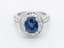 SAPHIRE, DIAMOND, AND 18K WHITE GOLD RING