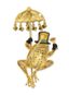 GRENOUILLE’ BROCHE PENDENTIF EN OR JAUNE 14K ET ARGENT DORE DIAMANTS, EMERAUDES, RUBIS ET EMAIL