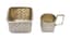 SOKOLOV PARCEL-GILT SILVER TROMPE L’OEIL ‘PLETENKA’ (BRAIDED) BASKET AND VODKA GLASS
