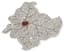 ‘LEAF’ 18K WHITE GOLD AND PALLADIUM, DIAMOND, RUBY BROOCH
