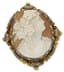 VINTAGE YELLOW GOLD, ENAMEL AND SHELL CAMEO BROOCH