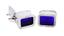 A SILVER MUSTARD, SALT AND PEPPER SET WITH BLUE GLASS LINER
Silver