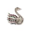 ‘SWAN’ 14K WHITE GOLD, DIAMOND, EMERALD, RUBY AND SAPPHIRE BROOCH