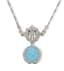 14K WHITE GOLD CHAIN WITH 14K WHITE GOLD DIAMOND AND TURQUOISE PENDANT
