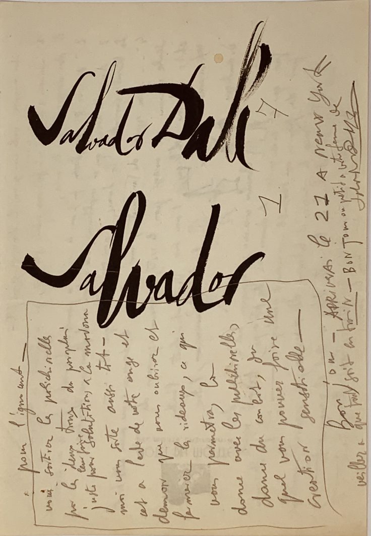 Lettre autographe au crayon, signée à l’encre de Chine ‘Salvador’
