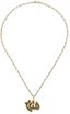 PENDENTIF DOUBLE FACE EN OR JAUNE 18K, SAPHIRS ET RUBIS ET CHAINE OR JAUNE 14K