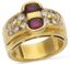 CHRISTOPHE MARTIN
14K YELLOW GOLD DIAMOND AND RUBY RING, CIRCA 1990s