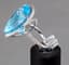 18K WHITE GOLD GIRANDOLE EARRINGS SET AND RING WITH IMPORTANT BLUE TOPAZES