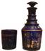 Carved blue cobalt jar with cover
