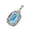 14K WHITE GOLD, DIAMOND, TOPAZ PENDANT