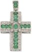 PENDENTIF ‘CROIX’ EN OR GRIS 18K, DIAMANTS ET ÉMERAUDES