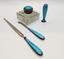 INKWELL SET  WITH BLUE ENAMEL, EUROPE, 4 PIECES