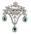 WHITE GOLD DIAMONDS AND EMERALDS BROOCH