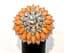‘DOME’ CORAL AND DIAMOND 18K GOLD RING