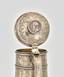 A Beer mug with lid, made in the Russian style and decorated with a coin ‘1 ruble’ with the profile of