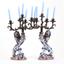 EMILE GALLÉ (1846-1904)
PAIR OF HERALDIC LIONS CANDELABRA IN IMARI STYLE JAPANESE SUPPORTING FIVE BRONZE ARMS, late 19th century
