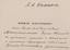 SAVINKOV, Boris (1879-1925)
A presentation card, handwritten text, addressed to B.Kaminkov.