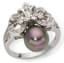 18K WHITE GOLD, DIAMOND AND BLACK PEARL RING