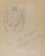 MOÏSE KISLING (1891-1953),
LAST ORIGINAL DRAWING, A POSTCARD AND INTERVIEW NOTES.