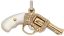 PENDENTIF REVOLVER MINIATURE EN OR JAUNE 18K, DIAMANTS ET NACRE