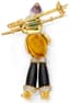 THE SKIER' 18K YELLOW GOLD, DIAMOND, AMETHYST, AMBER, CITRINE AND ROCK CRYSTAL BROOCH