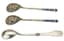 DEMIDOVA-OBOLENSKAYA]
THREE RUSSIAN PARCEL-GILT SILVER TEASPOONS (INCL. TWO WITH FILIGREE ENAMEL) 
NIKOLAI ZVEREV, MOSCOW, 1908-1914