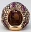 DE GRISOGONO 18K ROSE GOLD, AMETHYST, BROWN DIAMOND, PINK SAPPHIRE RING