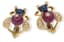 ‘BEE’ 18K YELLOW GOLD, SAPPHIRE, RUBY AND DIAMOND EARRINGS