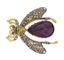 BROCHE 'SCARABEE’ EN OR JAUNE ET ARGENT DORE DIAMANTS, AMETHYSTE, PERIDOT ET RUBIS