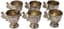 SET OF SIX RUSSIAN SILVER CUPS WITH HANDLES MODELLED AS SEAHORSES
Maker Petr Milyukov, Moscow, 1899–1908