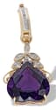 14K GOLD, AMETHYST AND DIAMONDS 'HEART' PENDANT